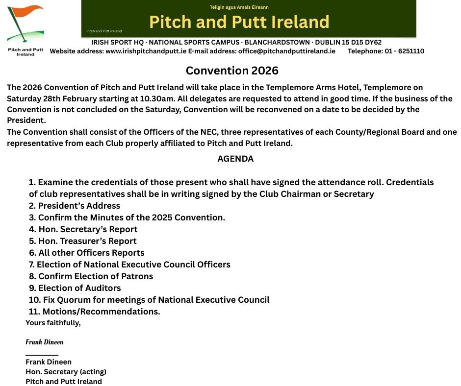 2026 Pitch and Putt Ireland Annual Convention image