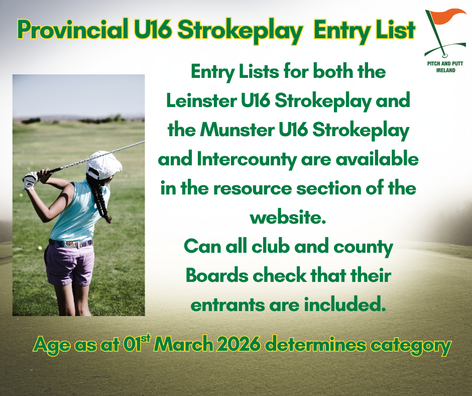 2026 U16 Provincial Strokeplay Entrant list